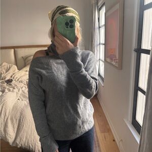 PAIGE Heather Gray cold shoulder Sweater